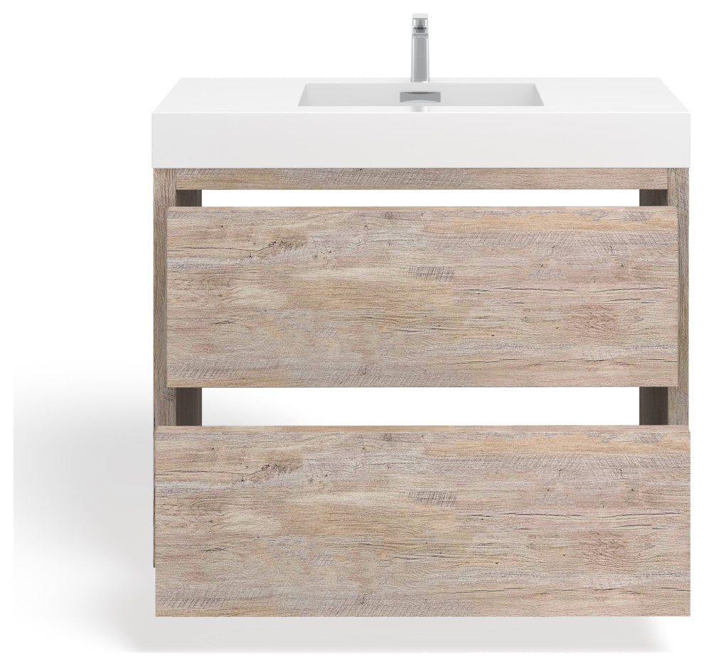 Boutique Bath Vanity, Natural Wood, 40", Single Sink, Freestanding
