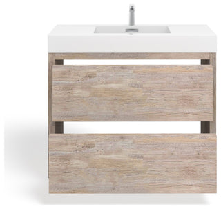 Boutique Bath Vanity, Natural Wood, 40", Single Sink, Freestanding