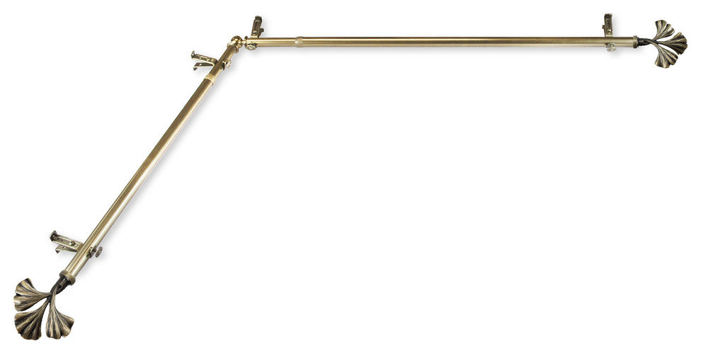 Florence 13/16 inch Corner Window Curtain Rod, Antique Brass, 28-48"