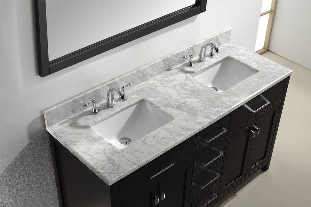 Caroline Parkway 72" Double Bathroom Vanity Set Gray, Marble Top