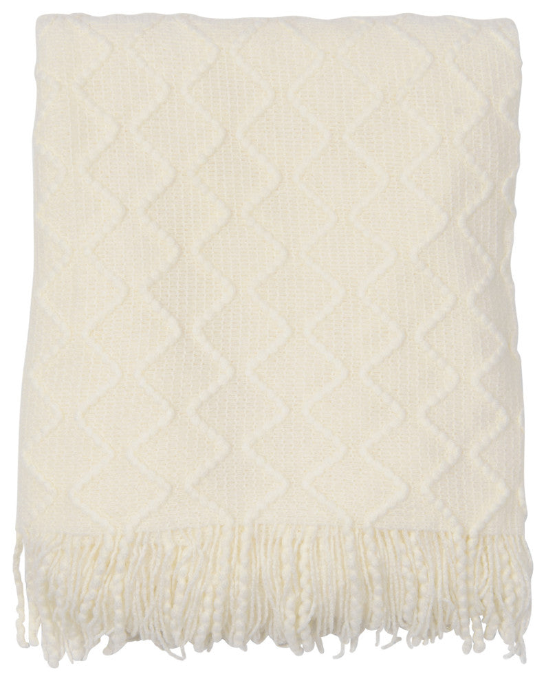 Textured Diamond Throw, Ivory