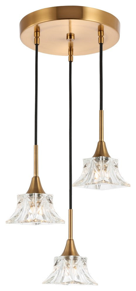 Woodbridge Lighting Christina 3-Light Transitional Metal Steel Pendant in Brass