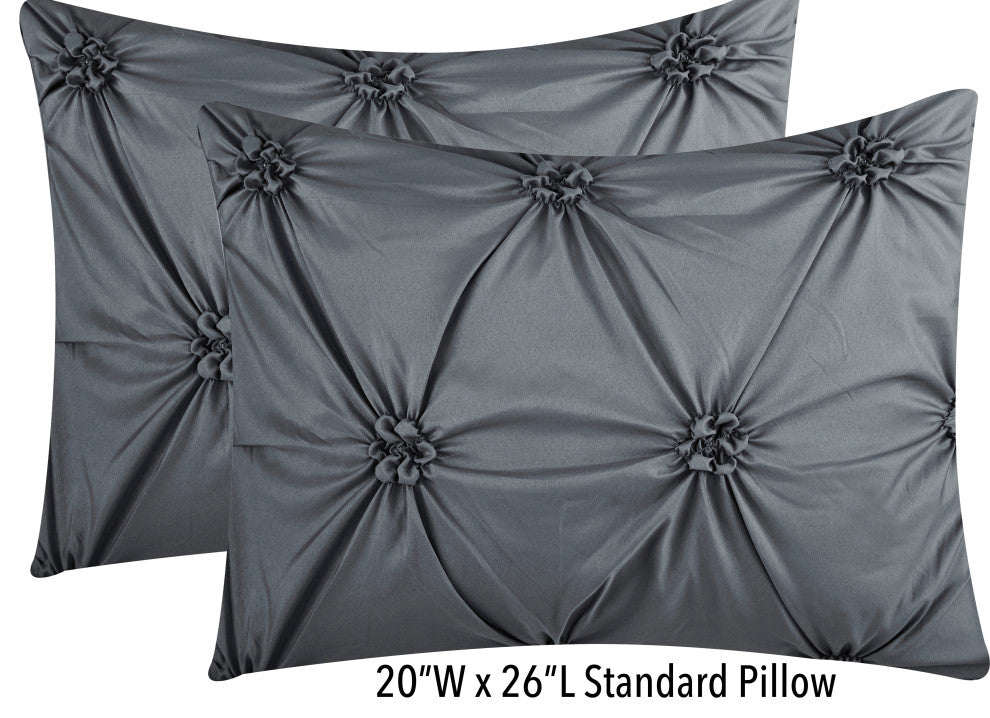Piercen 7-Piece Bedding Comforter Set, Gray, Queen
