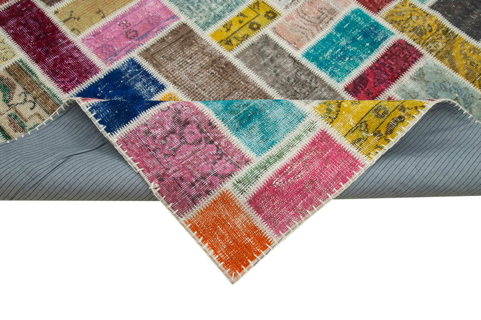 Rug N Carpet - Handwoven Anatolian 8' 6" x 9' 10" Wool Patchwork Area Rug