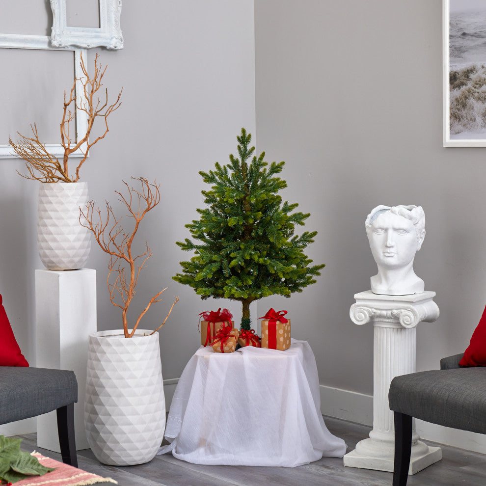 Nearly Natural 3ï¿½ North Carolina Fir Artificial Christmas Tree/ 150 Clear Lights