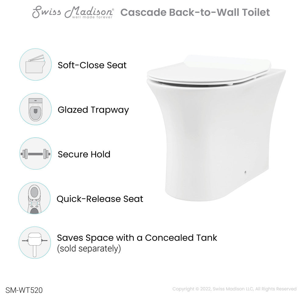 Cascade Back-to-Wall Elongated Toilet Bowl