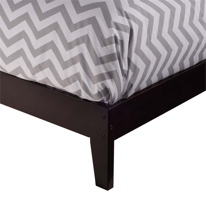 AFI Nantucket Twin XL Solid Wood Platform Bed with USB Charger in Espresso