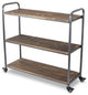 3-Tier Metal and Wood Caster Cart, Brown and Gray