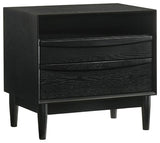Armen Living Artemio 2-Drawer Wood Nightstand with Shelf in Black