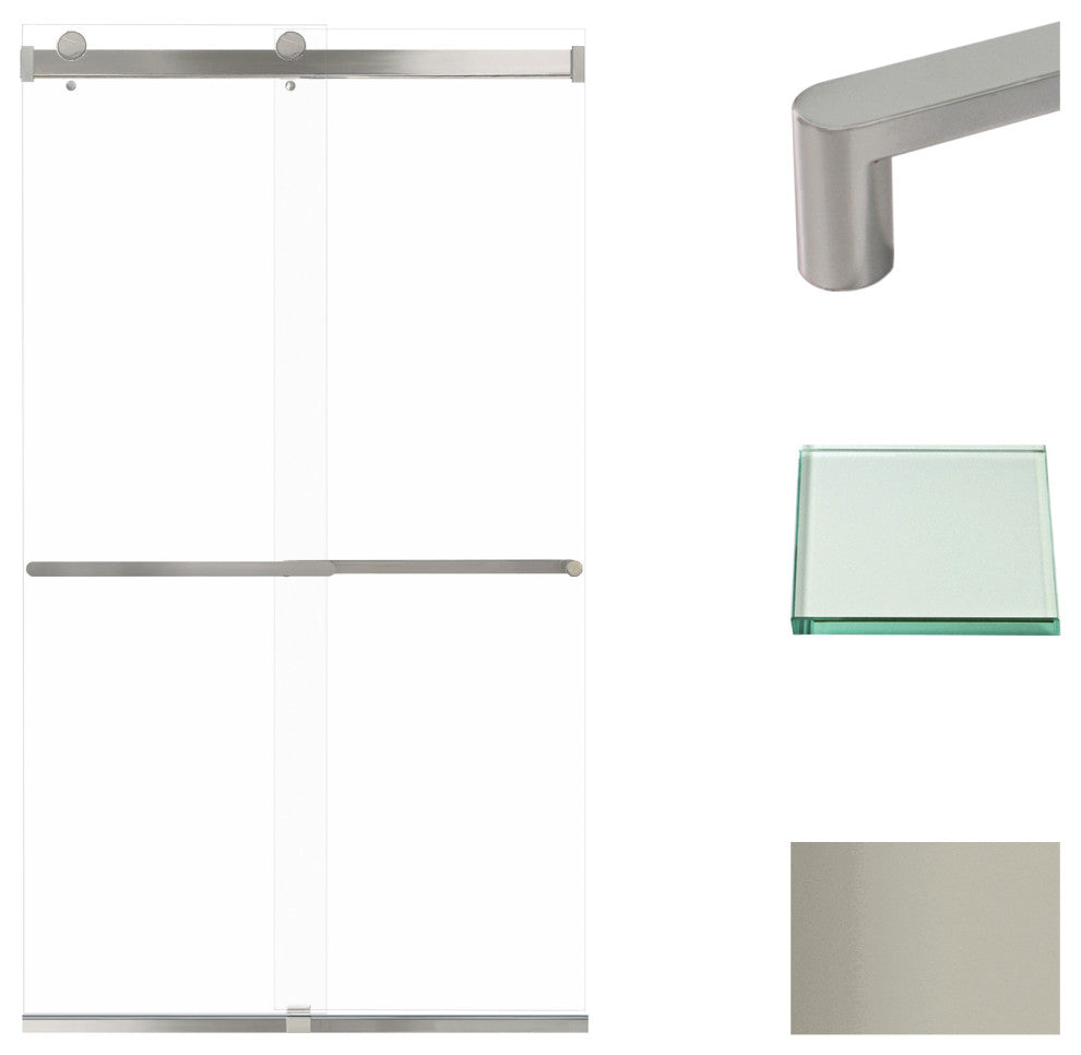 Transolid Brianna 48" W x 80" H Frameless Sliding Shower Door, Brushed Stainless