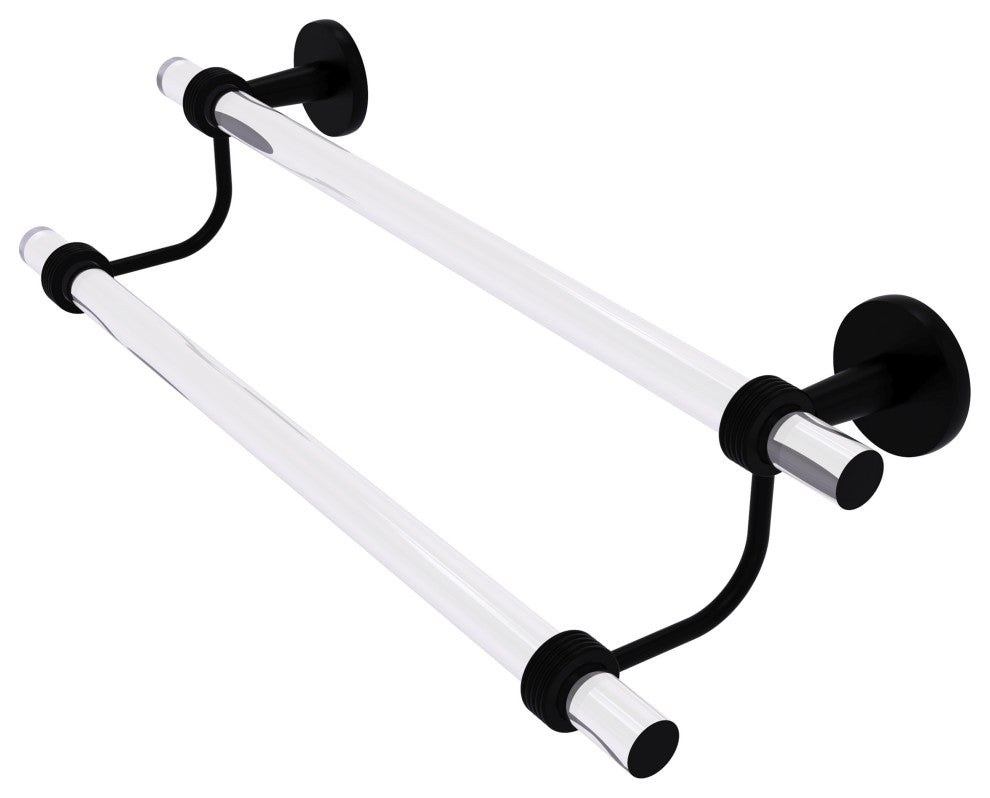 Clearview 24" Double Towel Bar with Groovy Accents, Matte Black