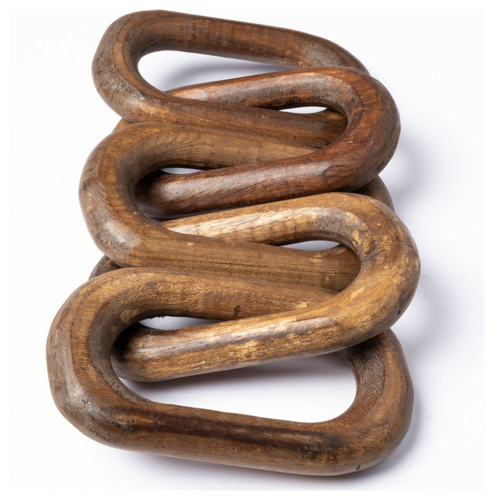 Alix 29Lx5W Brown Wooden Hand-Made 5 Link Chain