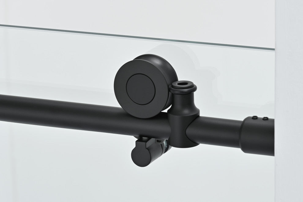 56"“60"Wx76" Frameless Sliding Shower Door With Clear Glass, Matte Black