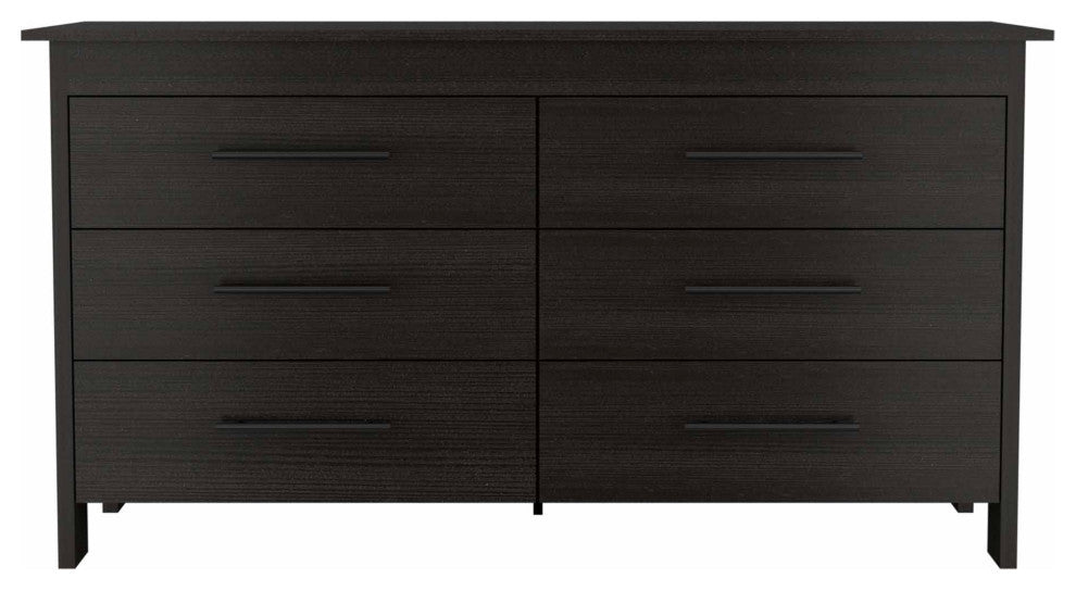 Luxor 6 Drawer Double Dresser, Black