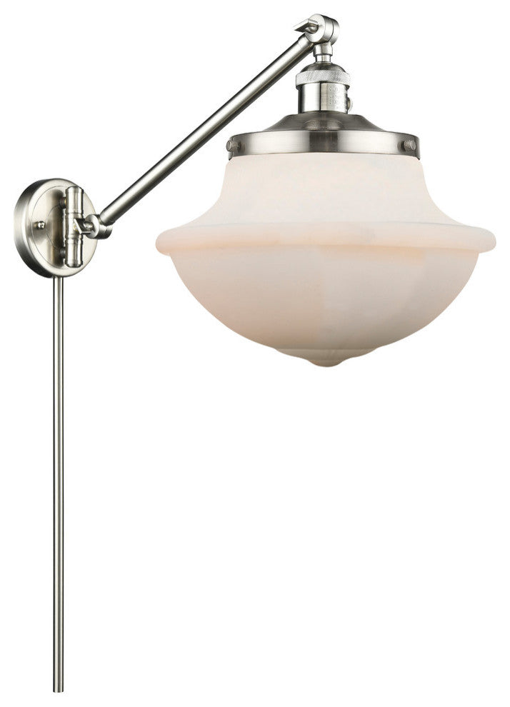 Large Oxford 1-Light Swing Arm, Brushed Satin Nickel, Matte White