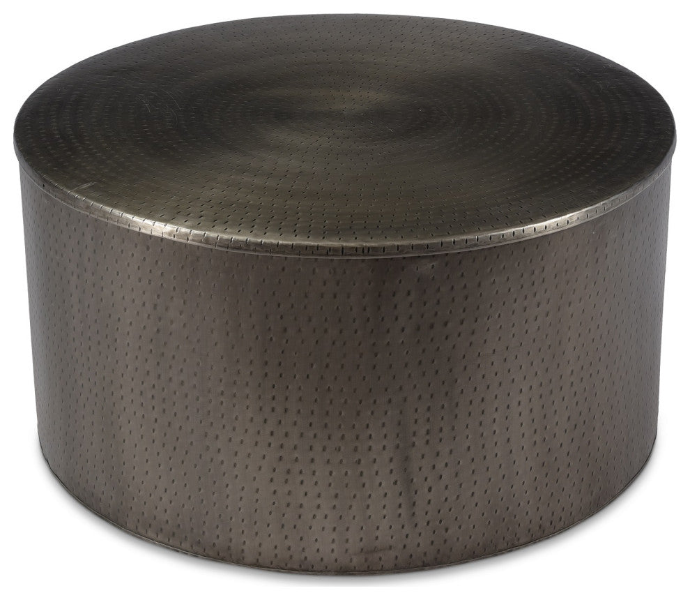 Drum Alevi silver Iron Coffee Table with Storage