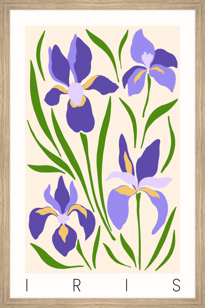 "Wild Iris Flowers" Framed Painting Print, 16x24