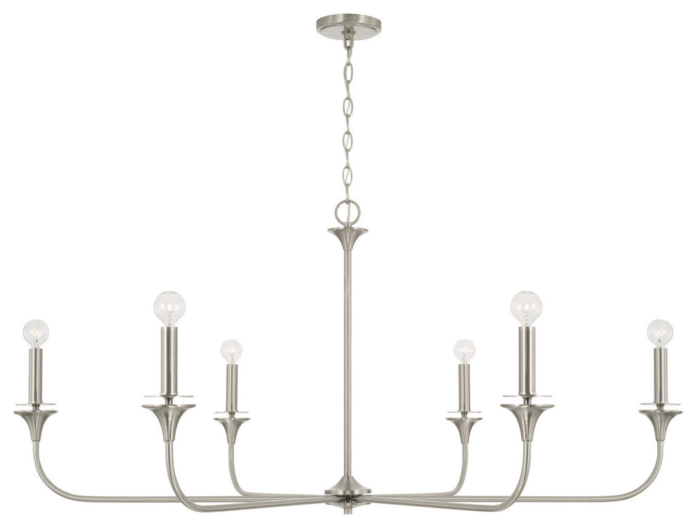Capital Lighting 448961 Presley 6 Light 49"W Candle Style - Brushed Nickel