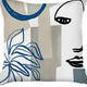 Set of 4 Blue and Ivory Printed Pillow Covers