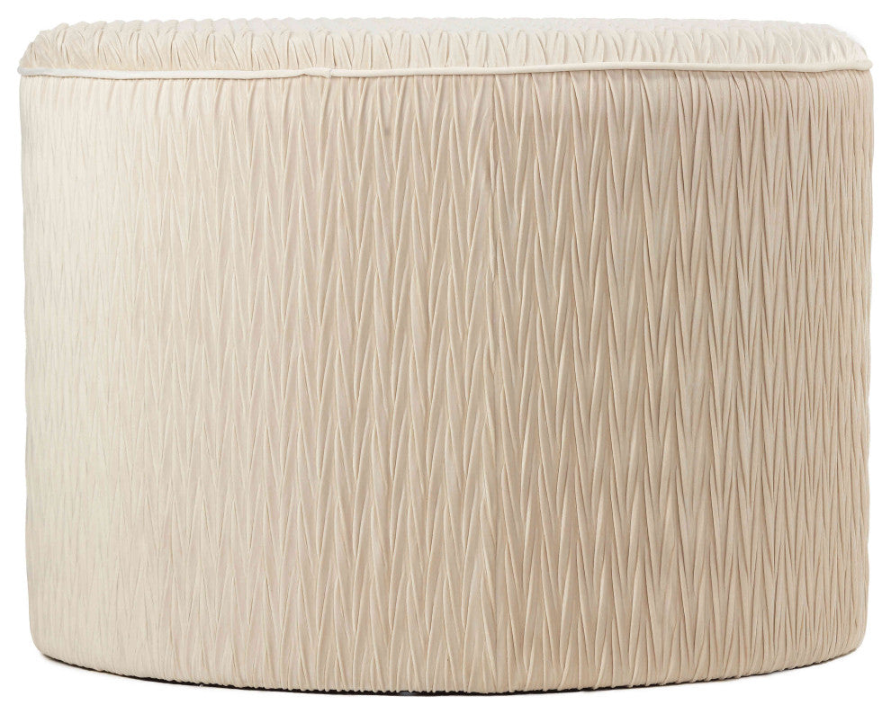 Cortesi Home Valde Round Ottoman, Beige
