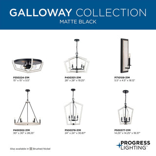 Galloway 1-Light 18" Matte Black Wall Sconce With Distressed White Accents