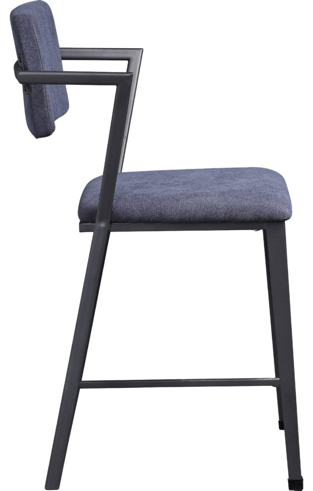 Set of 2 Gray Fabric Counter Height Chair, Gray/Gunmetal
