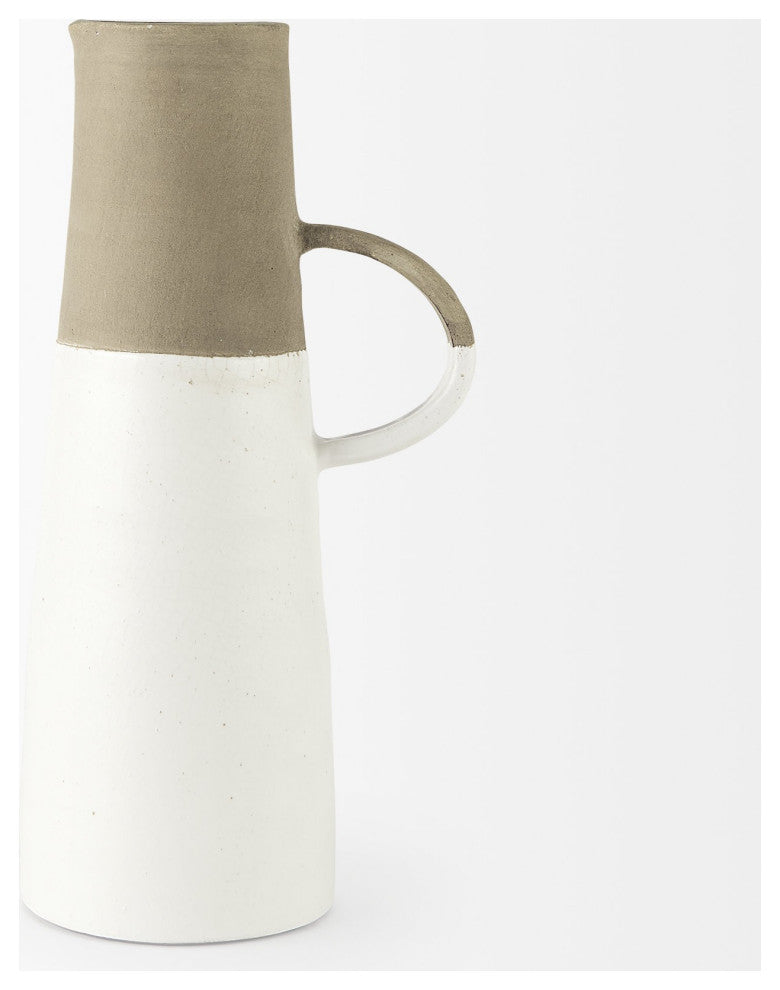 16" Rustic Organic White and Natural Decorative Jug