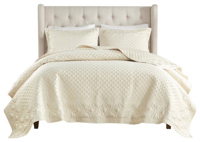 Croscill Versailles Matte Satin 3-Piece Quilt Set, Champagne, King