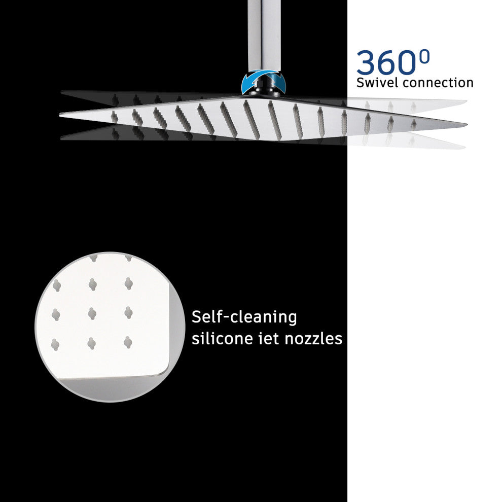 CASAINC 10" Wall Mounted  Rain Shower System with Bathtub Spout, Chrome