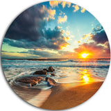 Beautiful Cloudscape Over The Sea, Modern Beach Round Wall Art, 23"