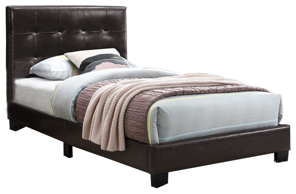 Faux Leather Upholstered Bed, Black, Full