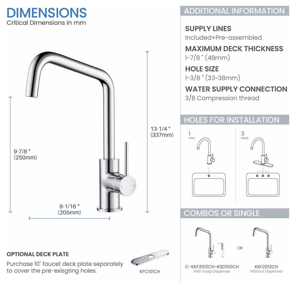 Macon Single Lever Kitchen Bar Faucet, Chrome