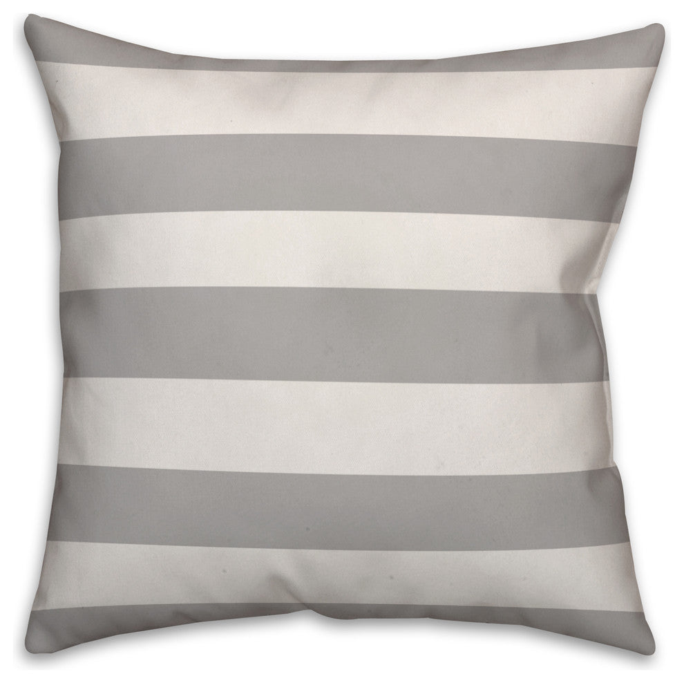 Gray Cabana Stripe 16x16 Throw Pillow