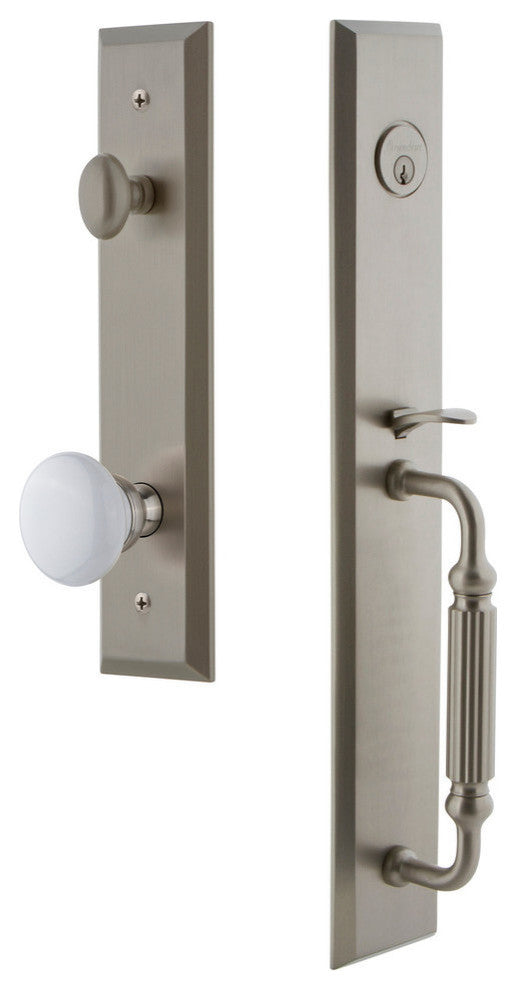 Fifth Avenue 1-Piece Dummy Handleset, F Grip and Hyde Park Knob, 849551