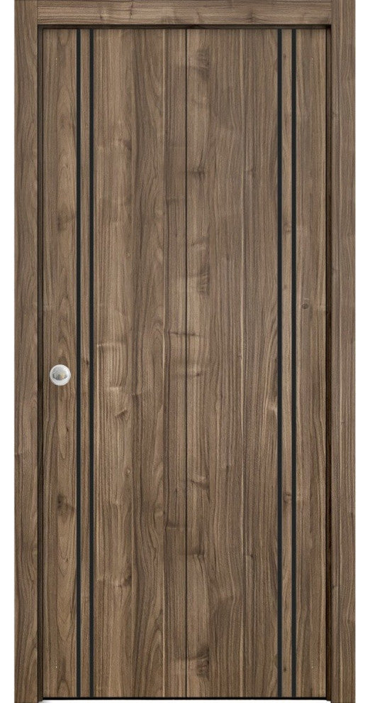 Bi-fold Doors 36 x 80 | Planum 0016 Walnut with  | Sturdy Tracks