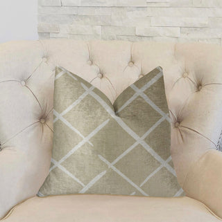 DaVinci Beige and Brown Luxury Throw Pillow, 18"x18"