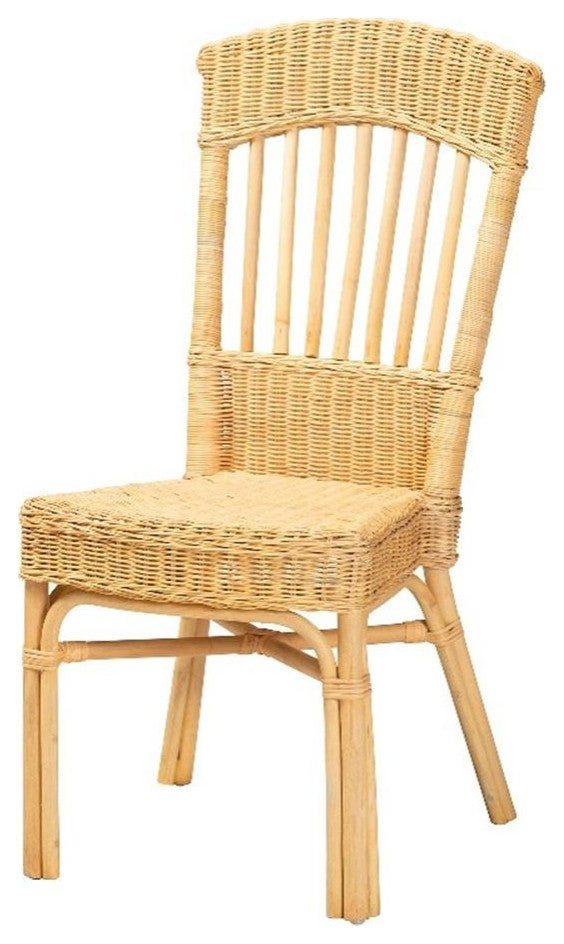 Barito Modern Bohemian Natural Brown Rattan Dining Chair