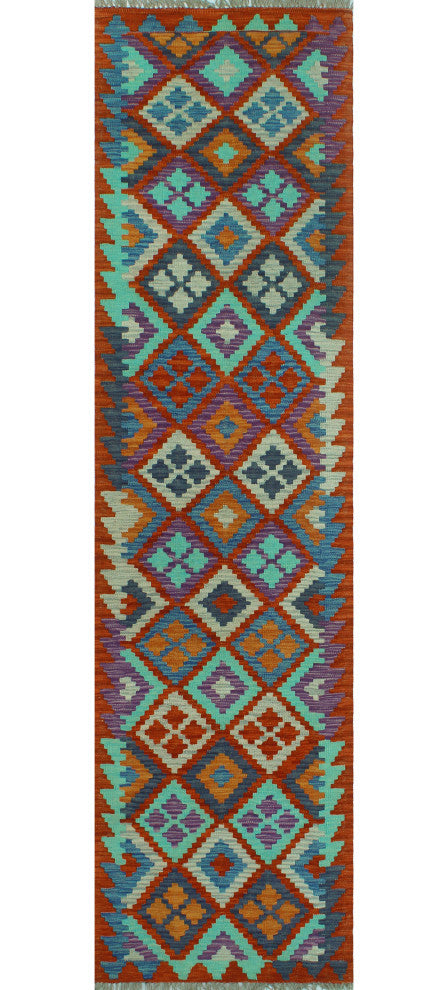 Sangat Kilim Hatima Red/Blue Runner, 2'5x9'5