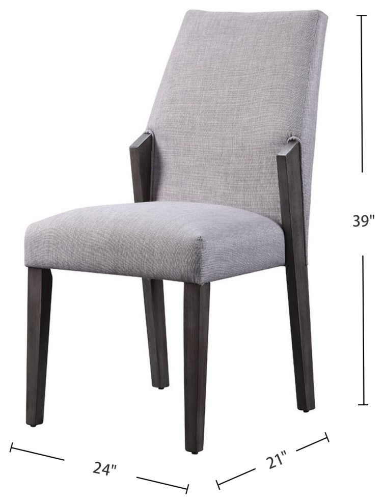 Set of 2 Upholstered Side Chair, Gray/Gray Oak Finish