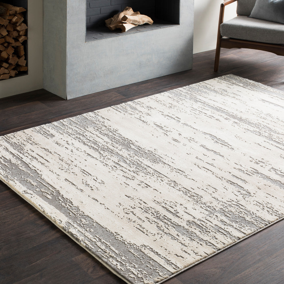 Tibetan Modern Khaki, Cream Area Rug, 2'x3'