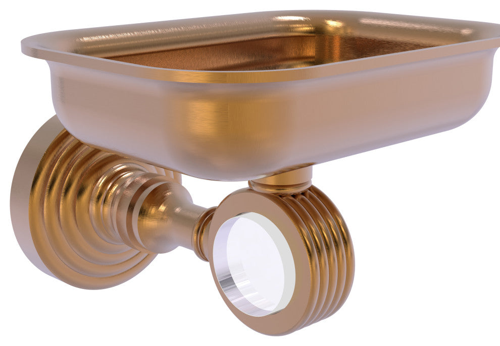 Pacific Grove Wall-Mount Soap Dish Holder with Groovy Accents, Brushed Bronze