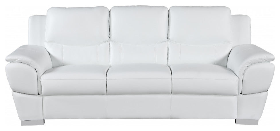 Chic White Leather Sofa Set