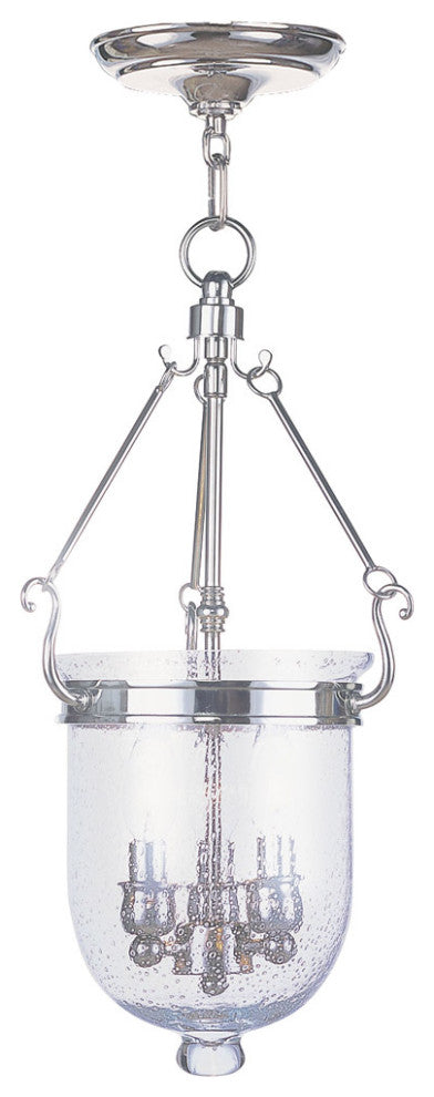Livex 5083-35 3-Light Polished Nickel Chain Lantern, Polished Nickel