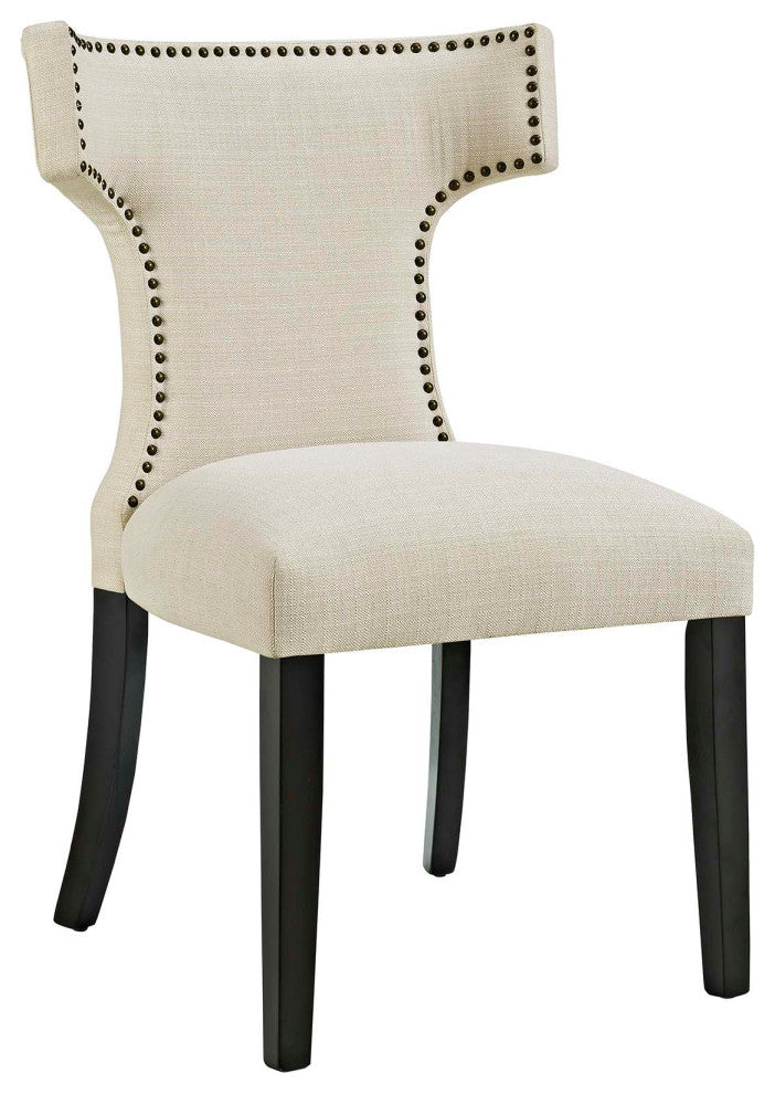 Modern Beige Curve Fabric Dining Chair