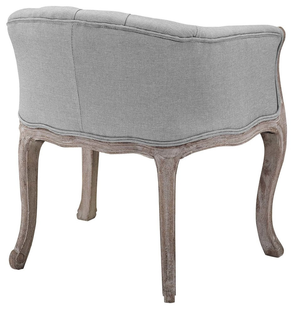 Crown Dining Armchair Upholstered Fabric Set of 4, Light Gray