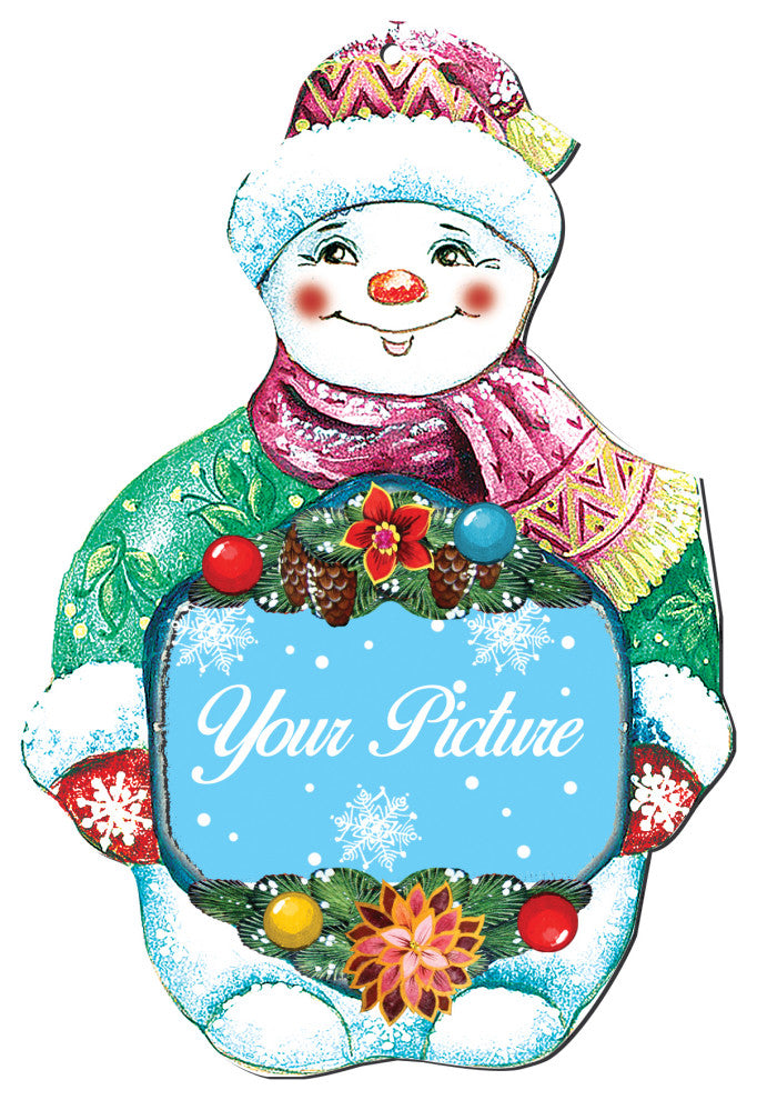 Snowman Picture Ornament Set of 2
