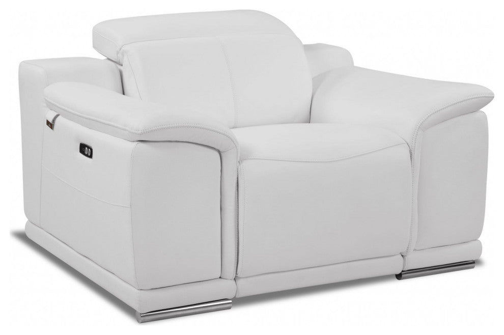 Mod Winter White Italian Leather Recliner Chair