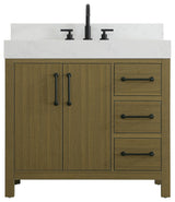 Home Living 36" Single Bathroom Vanity, Chestnut Brown With Backsplash