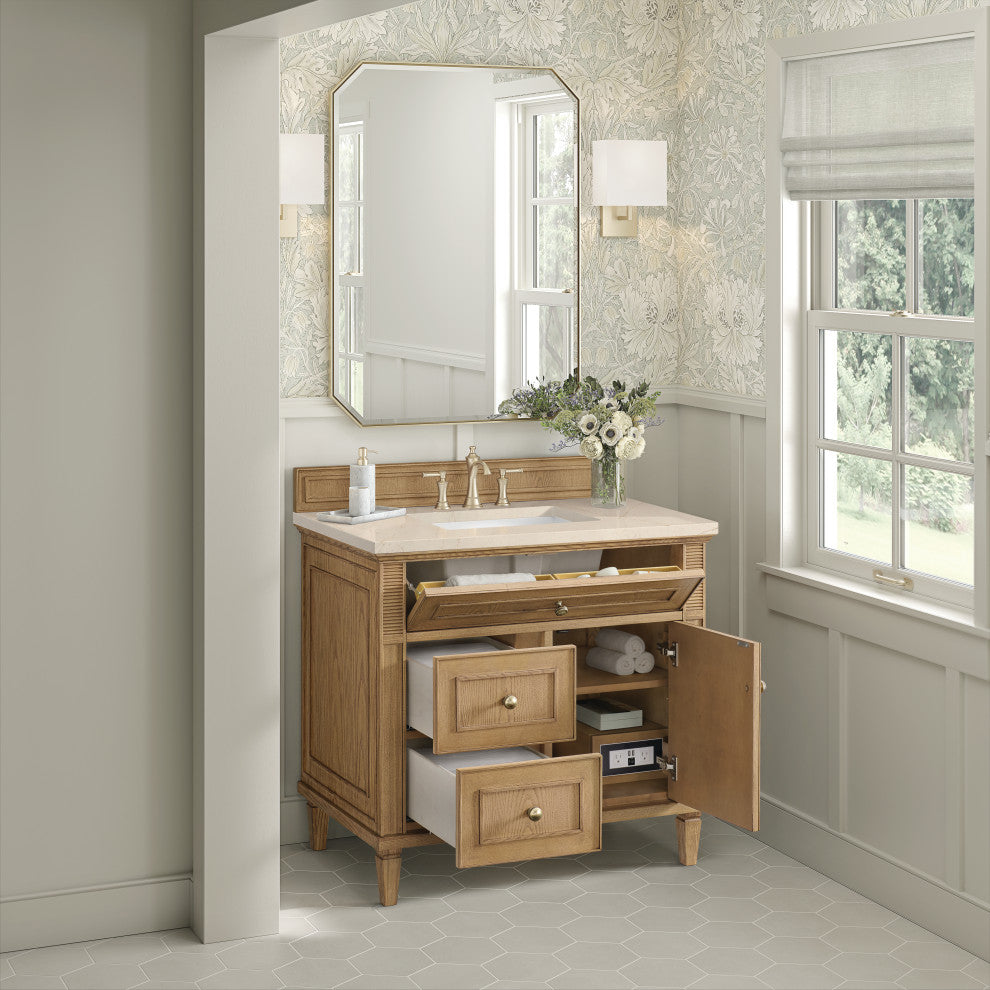 Lorelai 36" Single Vanity, Light Natural Oak, 3 CM Eternal Marfil Top