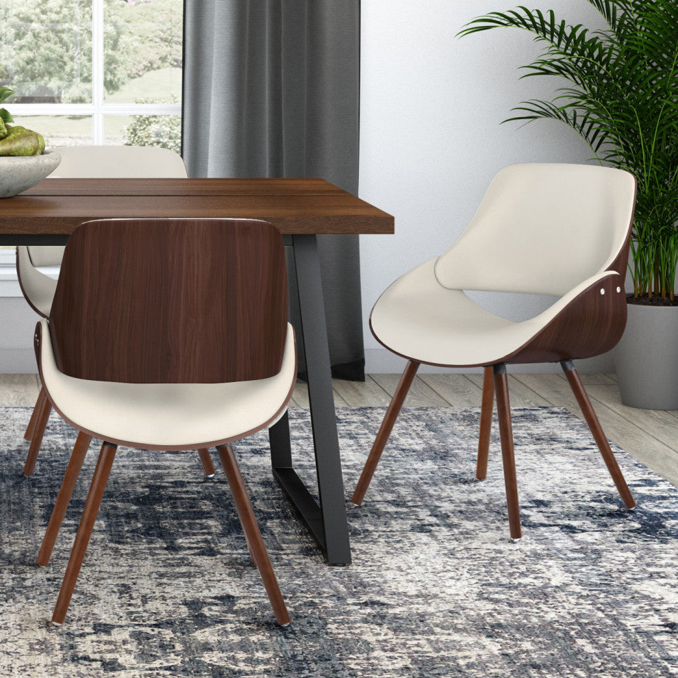 Malden Bentwood Dining Chair with Wood Back in Cream Vegan Faux Leather